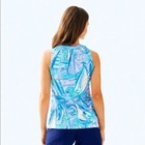 Lilly Pulitzer NWT Sail Boats Lilac Verbena Essie Sleeveless Summer Top Sm - Picture 2 of 10